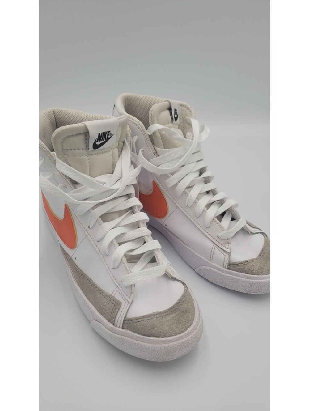Nike Blazer Mid Vintage White and Orange Sneakers Size 7